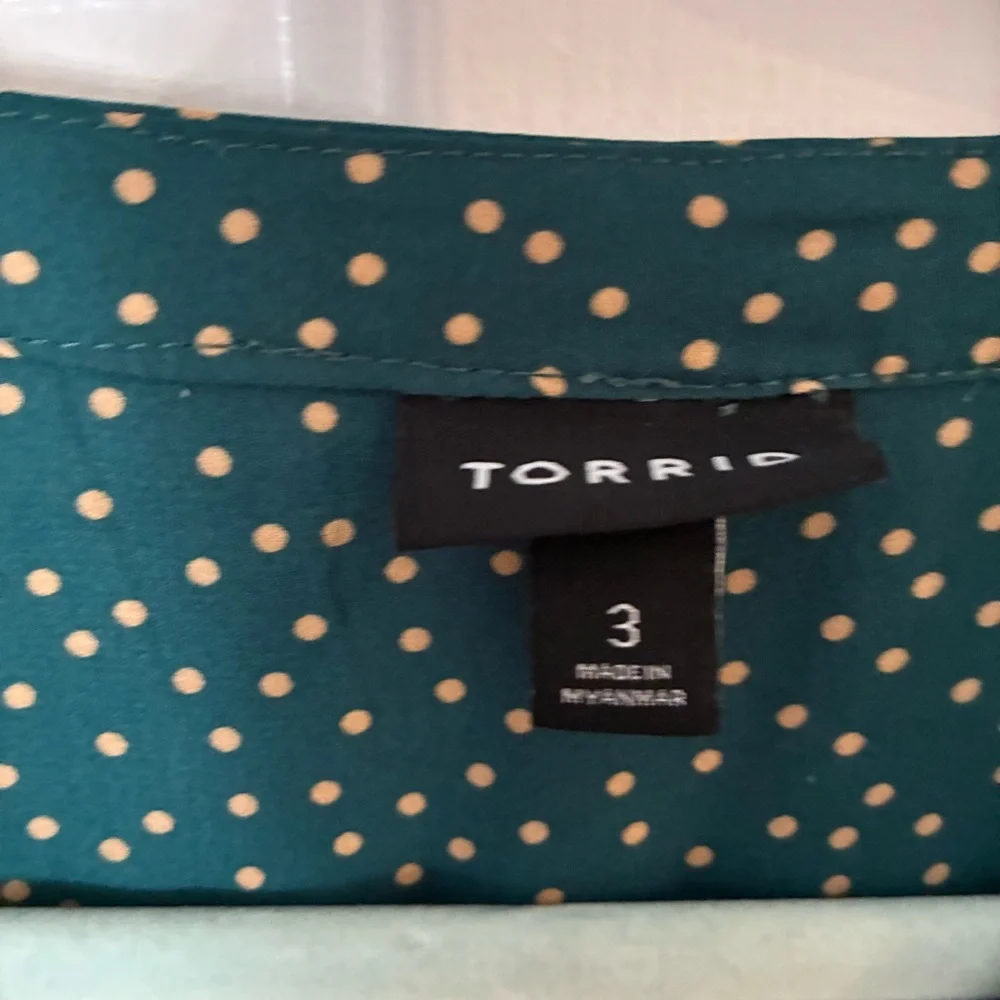 Torrid Teal Dotted Blouse - Picture 5 of 13